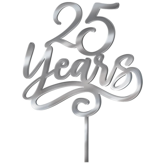 25th Anniversary Silver Cake Topper