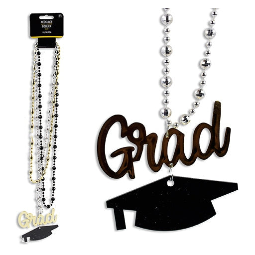 3 Pack Graduation Beaded Necklaces with Grad Cap Pendants – Party Stuff