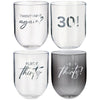 Hello Thirty Plastic Wine Tumblers, Set of 4