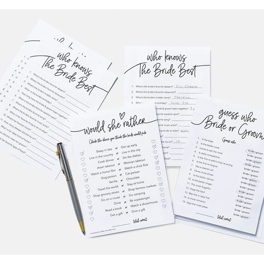 Bridal Shower Games, Including 3 Games: Who Knows the Bride Best, Would She Rather & Bride or Groom