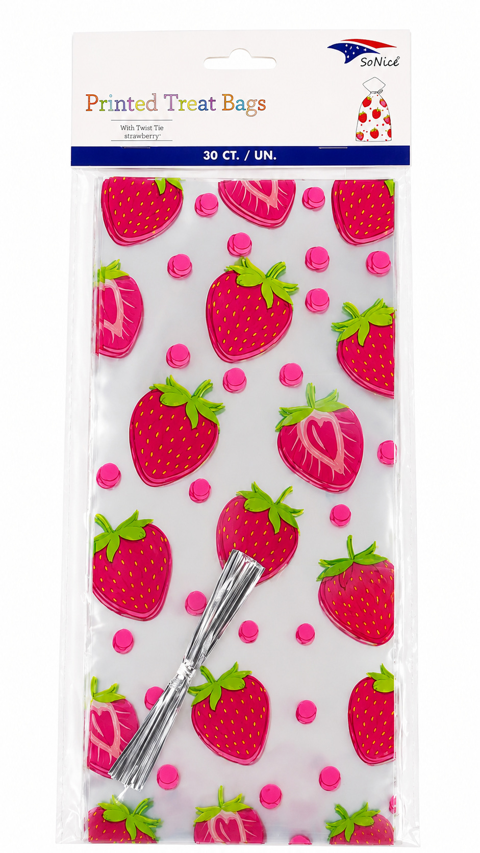 Berry Sweet Strawberry Themed Cellophane Bags