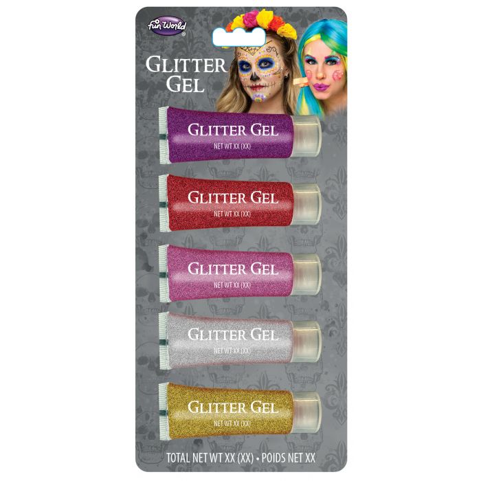 Glitter Make-Up Gel Variety Pack, Set of 5 Colours
