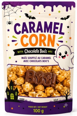Halloween Caramel Corn with Chocolate Boo's
