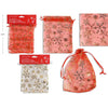 5 Pack Christmas Foil Snowflakes Organza Drawstring Bags. 2 Colours: Red, White, 1 per