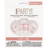 6 12" Clear Printed Rose Gold "Happy Birthday" Balloons with Confetti