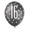 6 12" Glitz Black, Silver, & White Latex Balloons 16