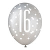 6 12" Glitz Black, Silver, & White Latex Balloons 16
