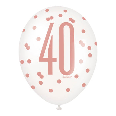 6 12" Rose Gold Latex Balloons 40