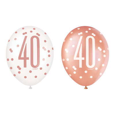 6 12" Rose Gold Latex Balloons 40