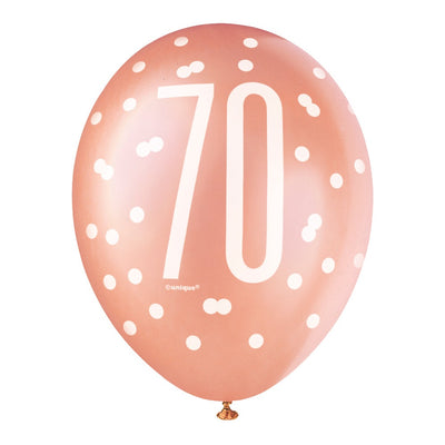 6 12" Rose Gold Latex Balloons 70