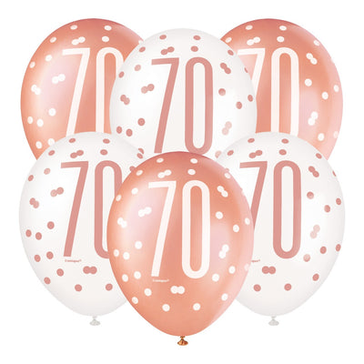 6 12" Rose Gold Latex Balloons 70