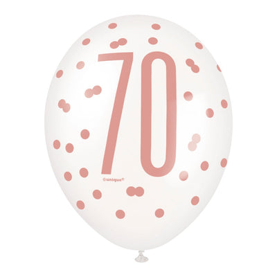 6 12" Rose Gold Latex Balloons 70