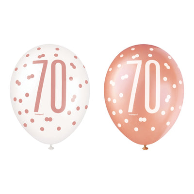 6 12" Rose Gold Latex Balloons 70