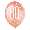 6 12" Rose Gold Latex Balloons 80