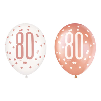 6 12" Rose Gold Latex Balloons 80