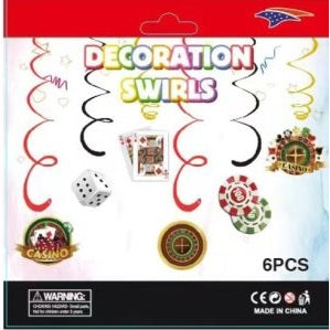 6 Casino-Themed Swirl Decorations