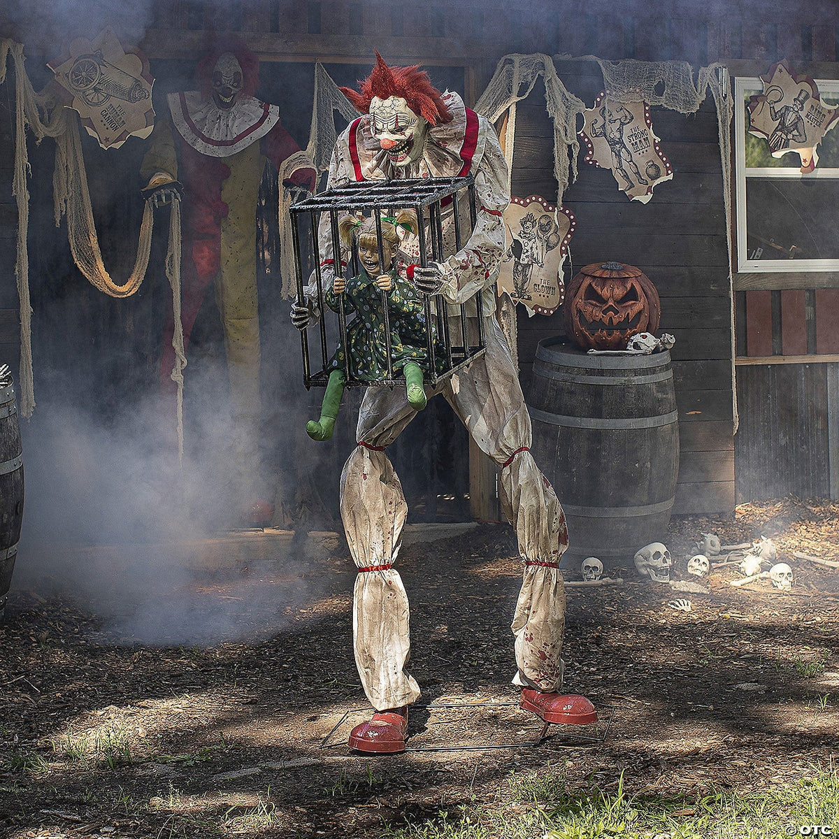7 Ft Cagey the Clown Halloween Decoration