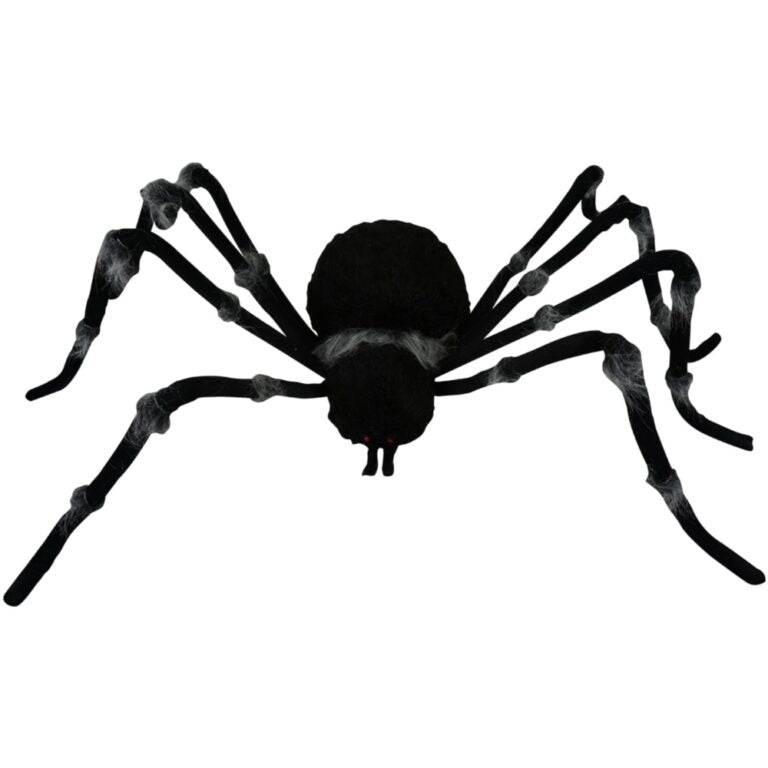 Jumbo Black Spider Halloween Decor with Grey Trim, 73"