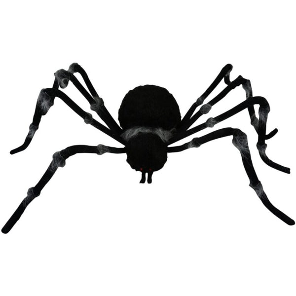 Jumbo Black Spider Halloween Decor with Grey Trim, 73"