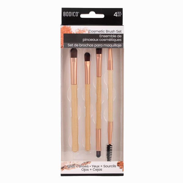 Cosmetic Brush Kit, 4-Piece Set for Eyes & Brows