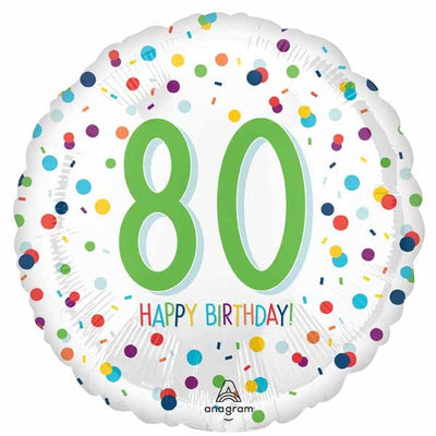 80th Birthday Confetti Foil Balloon 18"