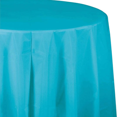 82" Round Plastic Bermuda Blue Table Cover