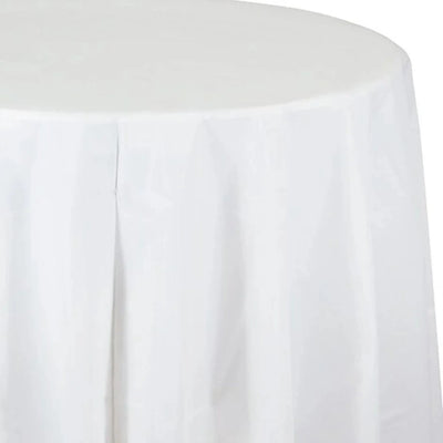 82" Round Plastic White Table Cover