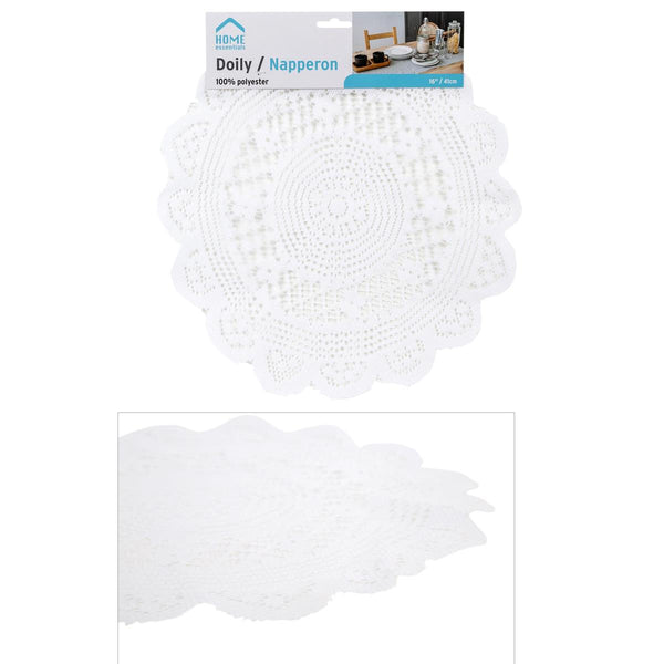White Round Polyester Doily, 16"