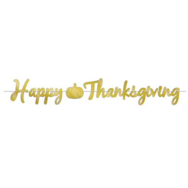 Gold Happy Thanksgiving Hanging Banner