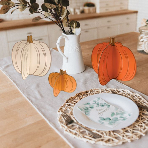 3D Pumpkin Centerpieces, Set of 3