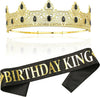 Black and Gold Birthday King Sash & Crown Set