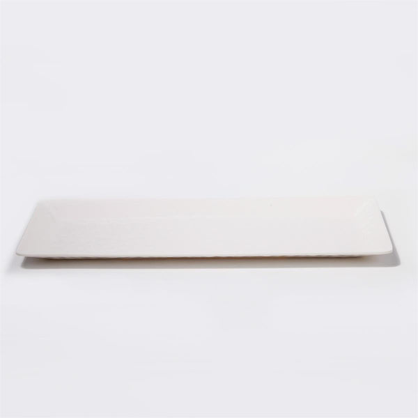 White Melamine Rectangular Tray with Hammered Texture, 15" x 6"