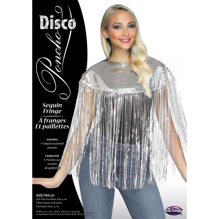 Silver Disco Fringe Poncho