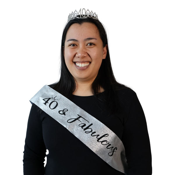 40 & Fabulous Silver Tiara and Sash Set
