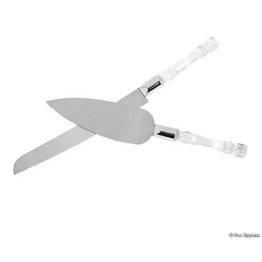 Acrylic & Stainless Steel Wedding Cake Knife & Cake Server Set
