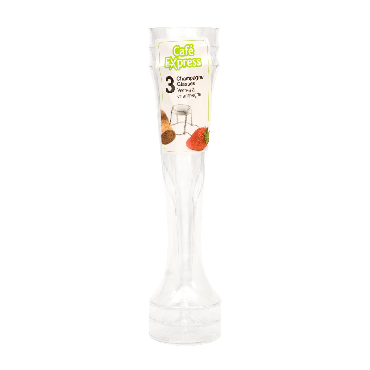Cafe Express Plastic Champagne Glasses, 3 Per Pack