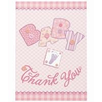 Baby Pink Stitching Thank You Cards, 8 Count