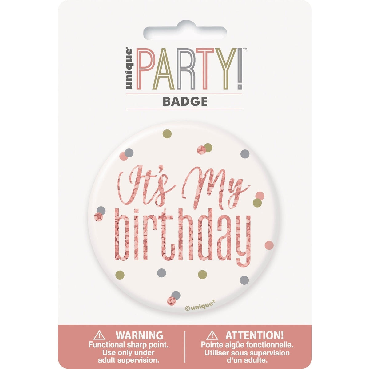 Badge - Glitz Rose Gold Birthday, "It's My Birthday"