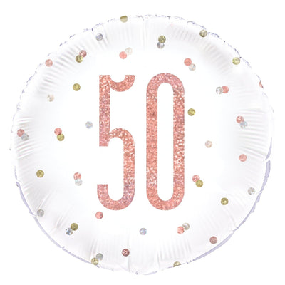 Balloon - Foil, Glitz Rose Gold, 50, Round, 18"