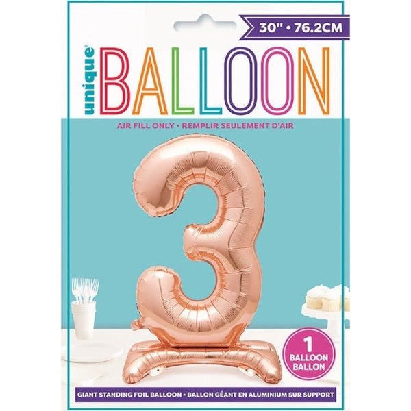 Rose Gold Number Shaped Standing Foil Balloon 30" 3