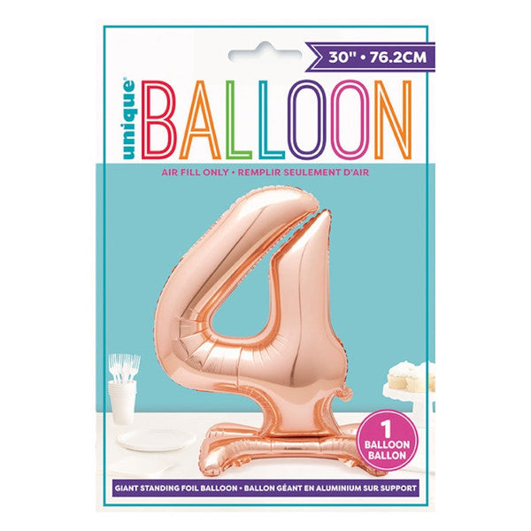 Rose Gold Number Shaped Standing Foil Balloon 30" 4