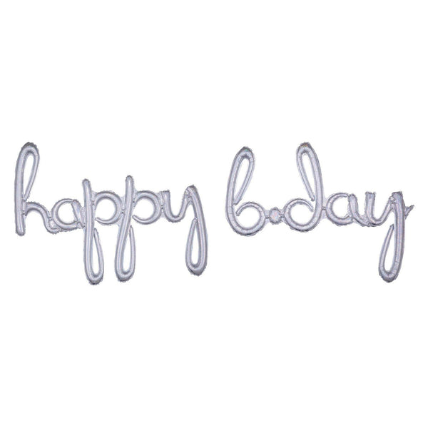Balloon Script - Phrase "Happy Bday", Holographic