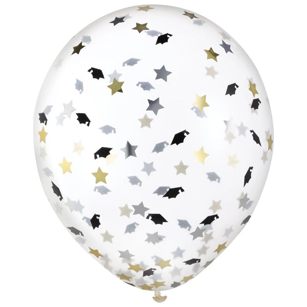 Balloons - Latex, Grad Cap Confetti, 12", 6 Count