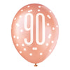 Balloons - Latex, Rose Gold, 90, 12", 6 Count