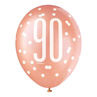 Balloons - Latex, Rose Gold, 90, 12", 6 Count