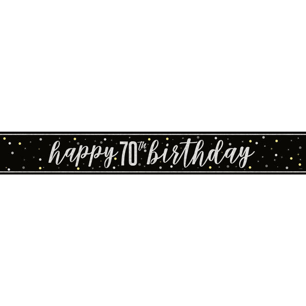 Banner - Black & Silver Glitz 70th Birthday