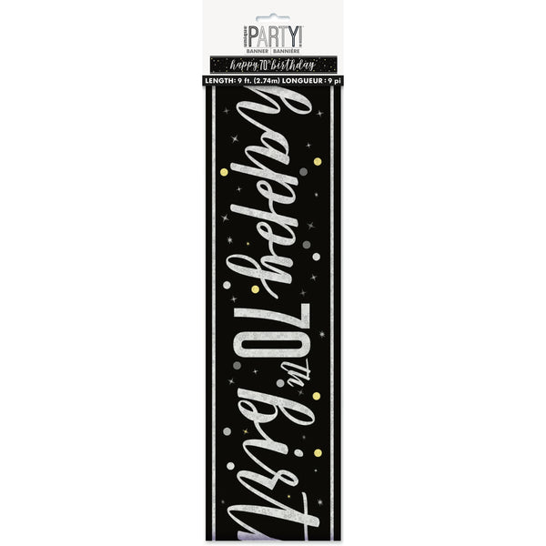 Banner - Black & Silver Glitz 70th Birthday