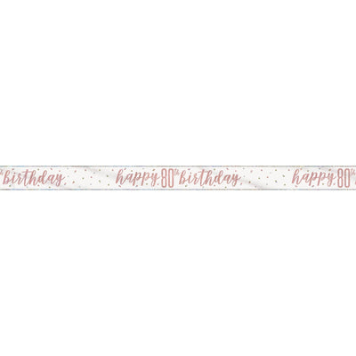 Banner Kit - Foil, Glitz Rose Gold, "Happy 80th Birthday", 9'