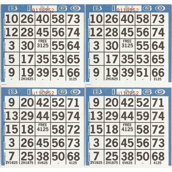 Bingo Sheets - 750 Sheets 4 Games/sheet = 3000 Games
