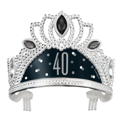 Birthday Glitz Black Age 40 Plastic Tiara